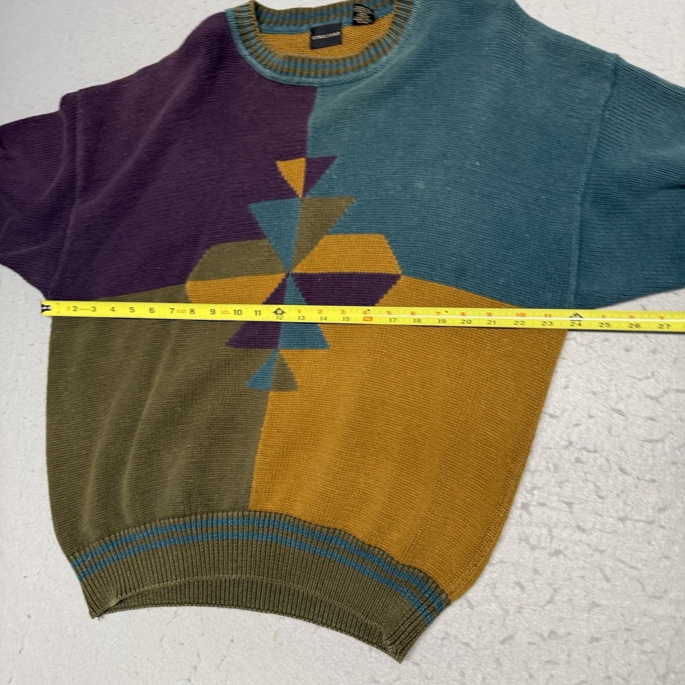 Structure Colorblock Crew Neck Sweater Size Large 90s Y2K - Picture 3 of 5